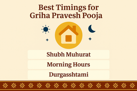 Infographic Showing Best Timings for Griha Pravesh Pooja Including Shubh Muhurat and Morning Hours
